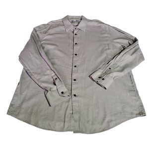 Tasso Elba Shirt Mens XL 17-17 1/2 Button Up Gray Long Sleeve 100% Cotton Top